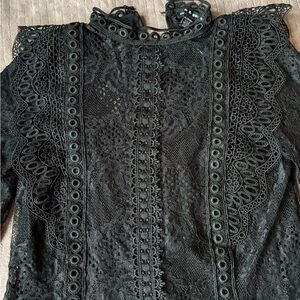 Cable & Gauge Black Lace Blouse